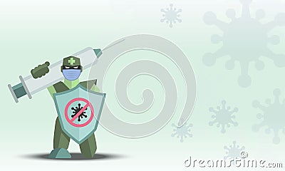 Robot Protect And Anti Virus Covid19 Corona Virus With Medical Cartoon - Vector Vector Illustration