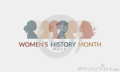 Women's History month banner in soft color Vector Illustration