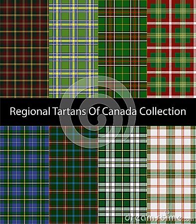 Regional tartans of Canada collection. Vector Illustration