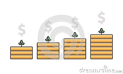 Growing stock coin vector illustration and dollar symbols Vector Illustration