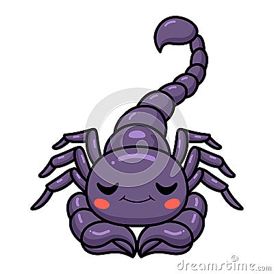 Cute purple scorpion cartoon sleeping Vector Illustration