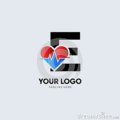 Letter E Heartbeat Logo Design Vector Icon Graphic Vector Illustration