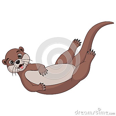 Cute little otter cartoon posing Vector Illustration