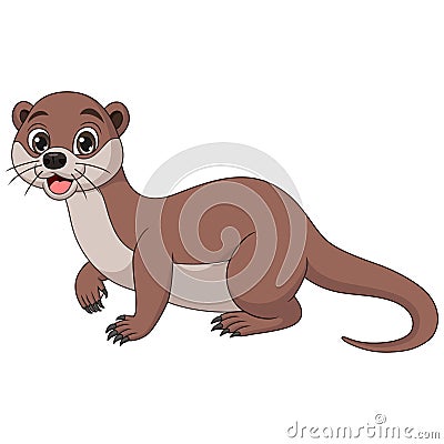 Cute little otter cartoon posing Vector Illustration