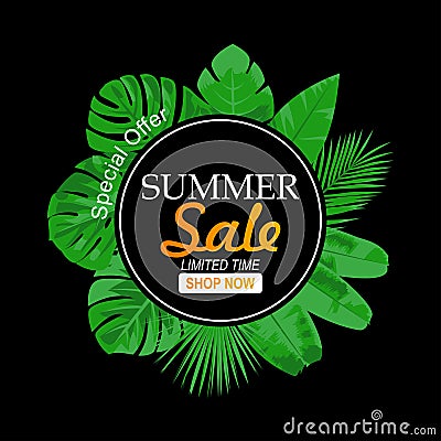 Summer sale banner design with organic product label concept Vector Illustration