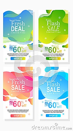 Abstract modern sale banner design for social media advertisement stories with abstract shape Vector Illustration
