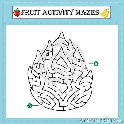 Fruit maze puzzle worksheet vecteur Vector Illustration