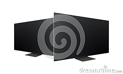 Modern Wide TV Mockups, Side Perspective View Vector Illustration