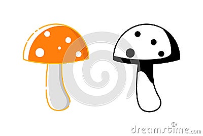 mushroom icon. simple, line and cortoon style Vector Illustration