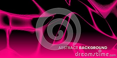 Abstract wave background in black and pink colors. Banner template. Vector Illustration