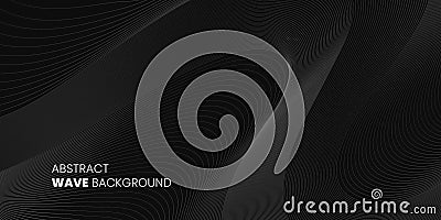 Abstract wave background in black colors. Banner template. Vector Illustration