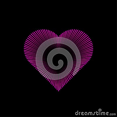 Pink hallow heart with a black background vector illustration Vector Illustration