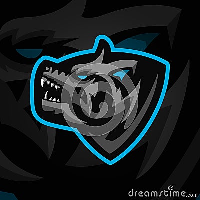 scary wolf logo concept. creative, animal, detiled and mascot style Vector Illustration