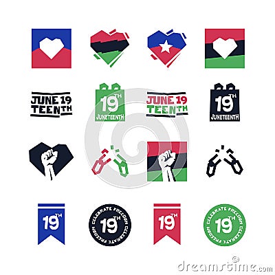 Juneteenth, 19th Of June Holiday Designs & Icons Set Vector Vector Illustration
