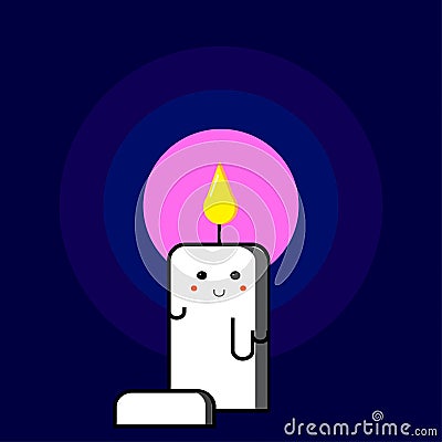 Candle cute icon design with blue gradient color background. flat design Vector Illustration
