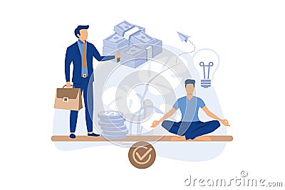 teamwork and corporate leisure and yoga courses. good balance between idea, Vector Illustration