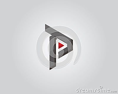 Initial P play letter video logo Vector Illustration