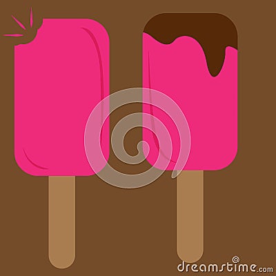 Set of two popsicles. Popsicles for summer season Vector Illustration