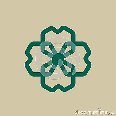 Clover flower logo. Ornamental, decorative petals icon. Intertwined lines Vector Illustration