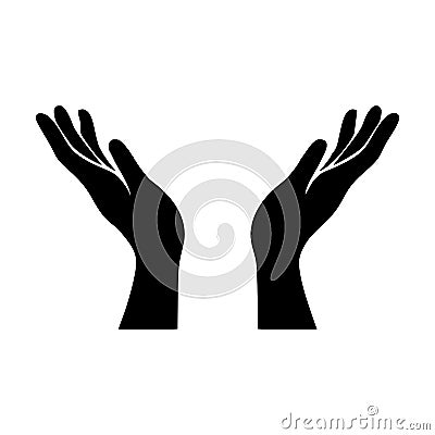 Hands holding design vector, hands praying logo. Support, peace, care hand gestures Vector Illustration
