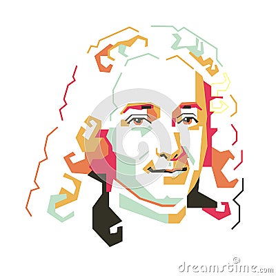 Voltaire simple line vector illustration Vector Illustration