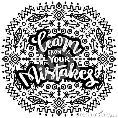 Learn from your mistakes, hand lettering. Stock Photo