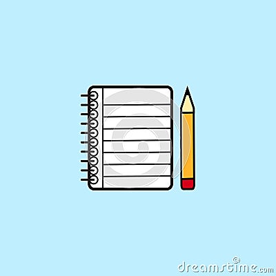 Lesson pencil notebook icon. Flat illustration of lesson pencil notebook vector Vector Illustration