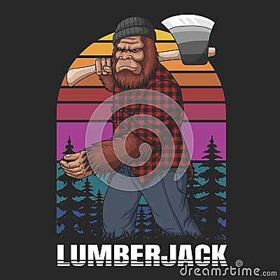 Bigfoot lumberjack style vector illustration Vector Illustration