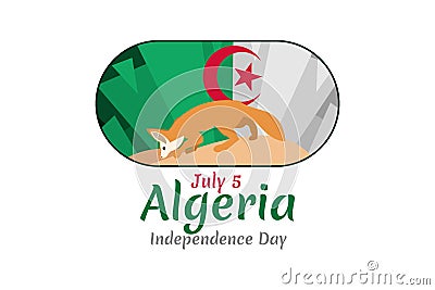 Fifth of July. Independence Day of Algeria vector illustration. Vector Illustration