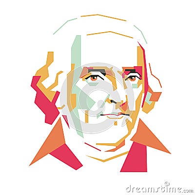 Thomas Jefferson simple colour illustration Vector Illustration