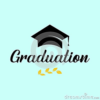 Vector illustration of a graduation gown hat on a white background. Caps thrown. Congratulations to graduating class. Vector Illustration