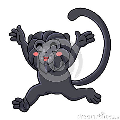 Cute goeldi`s monkey cartoon running Vector Illustration