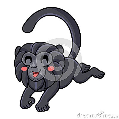 Cute goeldi`s monkey cartoon jumping Vector Illustration