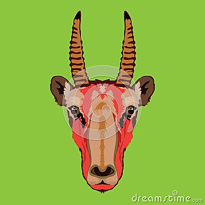 Saiga antelope face vector illustration in decorative style design Vector Illustration