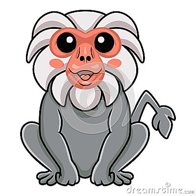 Cute little hamadryad monkey cartoon sitting Vector Illustration