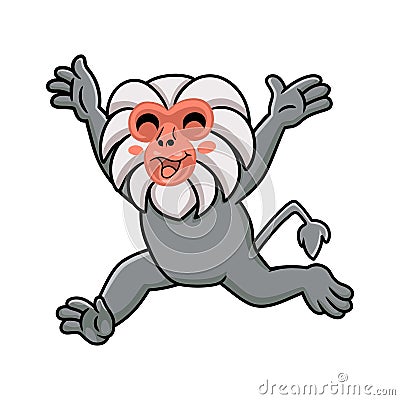 Cute little hamadryad monkey cartoon running Vector Illustration