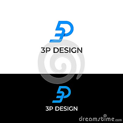 Elegant Beauty Modern Monogram 3P with shadow Vector Illustration