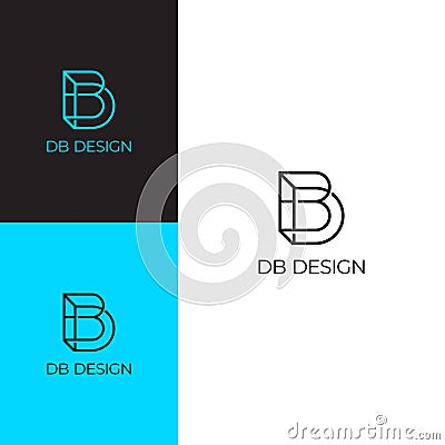 Elegant Modern Monogram DB letter Logo 3D Effect Vector Illustration