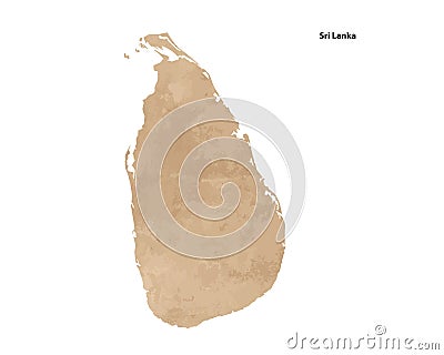 Old vintage paper textured map of Sri Lanka Country - Vector Vector Illustration