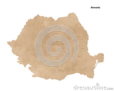 Old vintage paper textured map of Romania Country - Vector Vector Illustration