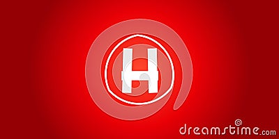 a creative design for letter H with red background Stock Photo