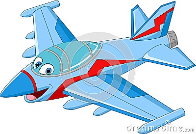 Cartoon jet fighter plane mascot character Vector Illustration