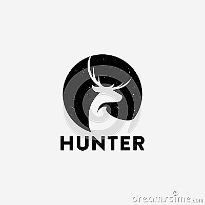 hunter deer collection flat and vintage logo Vector Illustration