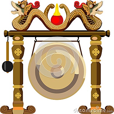 Javanese Gong Traditional Music Instrument Vector Illustration