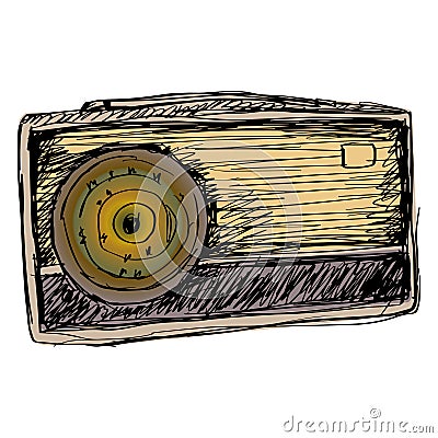 Hand drawn Illustration vintage radio Stock Photo