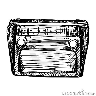 Hand drawn Illustration vintage radio Stock Photo