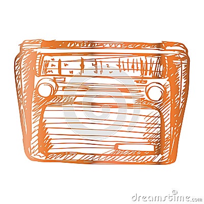 Hand drawn Illustration vintage radio Stock Photo