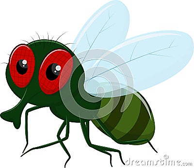 Cute cartoon flies isolated on white background Stock Photo