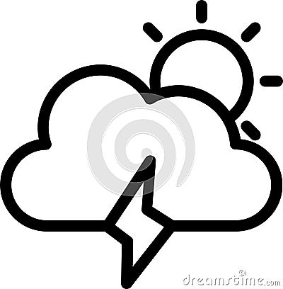 Cloud Stormy Raining Icon With Outline Style Vector Illustration