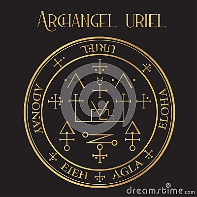 Archangel Uriel Seal, gold sigil Vector Illustration